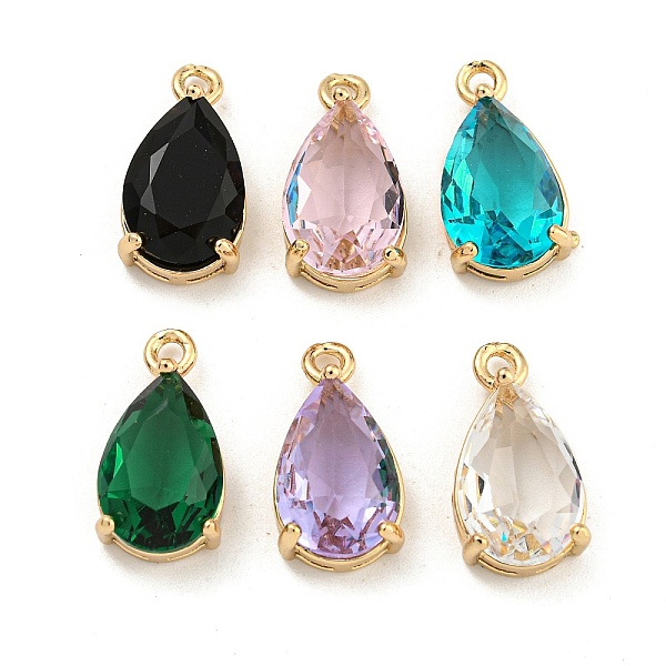 

PandaHall Brass Pendants, with Glass, Teardrop, Mixed Color, 16x8x5.5mm, Hole: 1.5mm Brass+Glass Teardrop Multicolor
