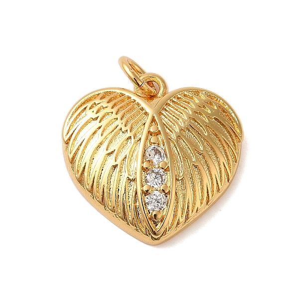 

PandaHall Rack Plating Brass & Clear Cubic Zirconia Pendants, Cadmium Free & Lead Free, Long-Lasting Plated, Heart, with Jump Ring, Real 18K...