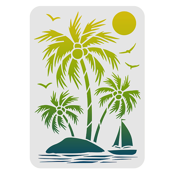 

PandaHall FINGERINSPIRE Palm Trees Stencils 29.7x21cm Plastic Island Sailboat Drawing Painting Stencils Sun Geese Pattern Wall Stencils...