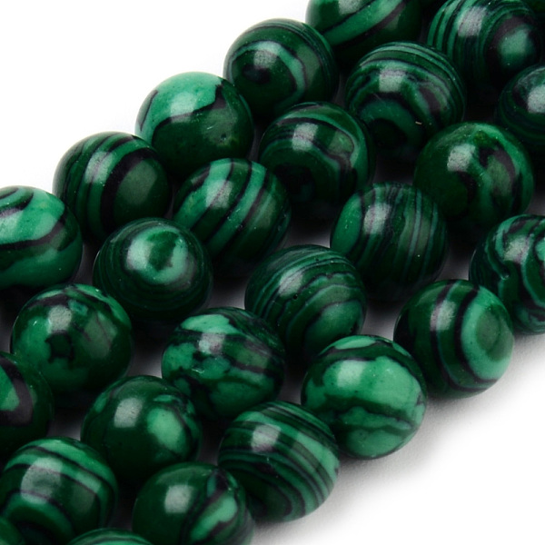 

PandaHall Synthetic Malachite Bead Strands, Round, 8~8.5mm, Hole: 1mm, about 47pcs/strand, 15.5 inch Malachite Round