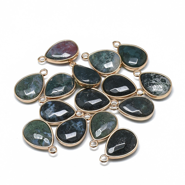 

PandaHall Natural Indian Agate Pendants, with Golden Tone Brass Findings, Faceted, teardrop, 23x14~15x6~7mm, Hole: 2mm Indian Agate Teardrop