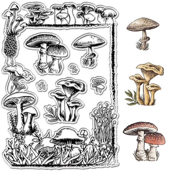 

PandaHall CRASPIRE Mushroom Clear Stamps Vintage Borders Reusable Background Postmark Transparent Silicone Stamp Seals for Journaling Card...