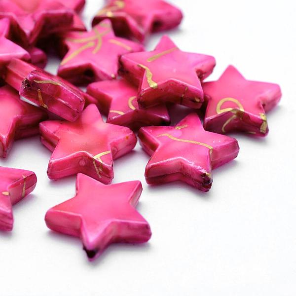 

PandaHall Drawbench Acrylic Beads, Spray Painted, Star, Hot Pink, 13.5x14.5x4mm, Hole: 1mm, about 1200pcs/500g Acrylic Star Pink