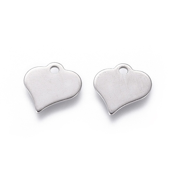 

PandaHall 201 Stainless Steel Charms, Stamping Blank Tag, Heart, Stainless Steel Color, 10x10x0.8mm, Hole: 1.4mm 201 Stainless Steel Heart