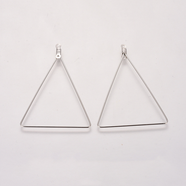 

PandaHall Brass Links, for Earring Making, Triangle, Platinum, 51x35.5x0.5mm, Hole: 1mm Brass Triangle