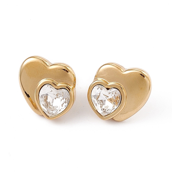 Rhinestone Double Heart Stud Earrings