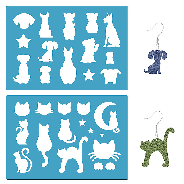 

PandaHall GORGECRAFT 2 Styles Moon Cats Stencil Dog Earrings Making Template Reusable Star Animals Pet Jewelry Shape Acrylic Cutting...