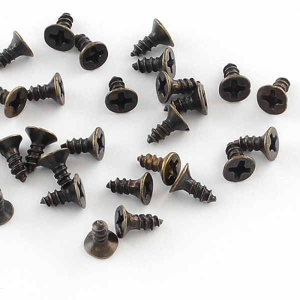 

PandaHall Iron Screws Findings, Antique Bronze, 5x4mm, pin: 2mm, about 4800pcs/500g Iron
