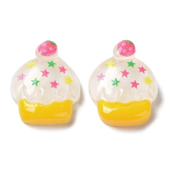 

PandaHall Translucent Resin Decoden Cabochons, Cupcake with Star, White, 17.5x14.5x6mm Resin Food White