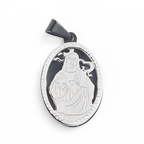 

PandaHall Easter 304 Stainless Steel Pendants, Oval with Jesus, Gunmetal & Stainless Steel Color, 34x22x3mm, Hole: 8.5x4mm 304 Stainless...