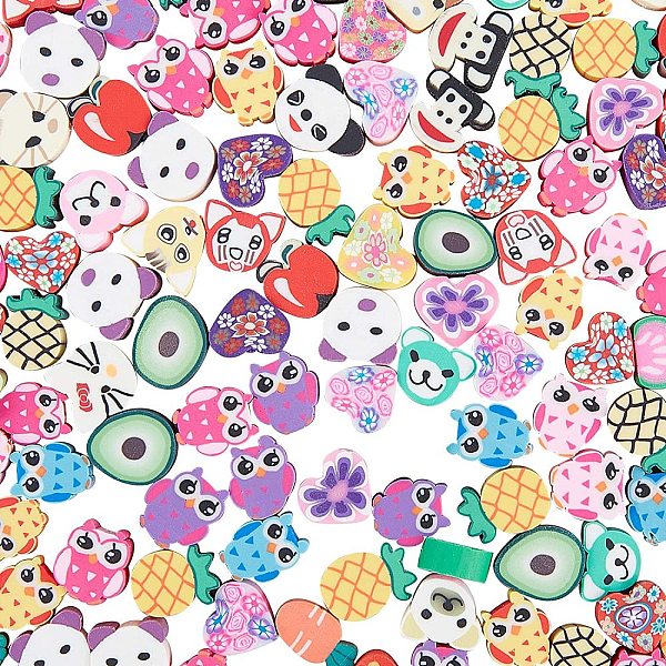 

PandaHall Handmade Polymer Clay Beads, Mixed Shapes, Mixed Color, 9~12x9~10x4~5mm, Hole: 1.6mm, 80g/bag Polymer Clay Mixed Shapes Multicolor