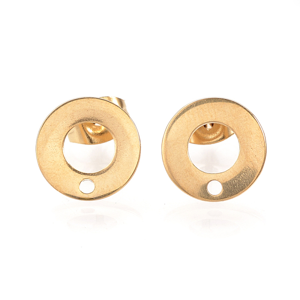 

PandaHall 304 Stainless Steel Stud Earring Findings, with Loop and Ear Nuts/Earring Backs, Ring/Circle, Golden, 10mm, Hole: 1mm, Pin: 0.8mm...