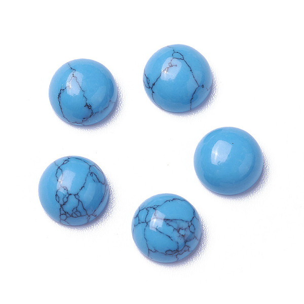 

PandaHall Synthetic Turquoise Cabochons, Half Round/Dome, 7x3.5~4mm Synthetic Turquoise Half Round