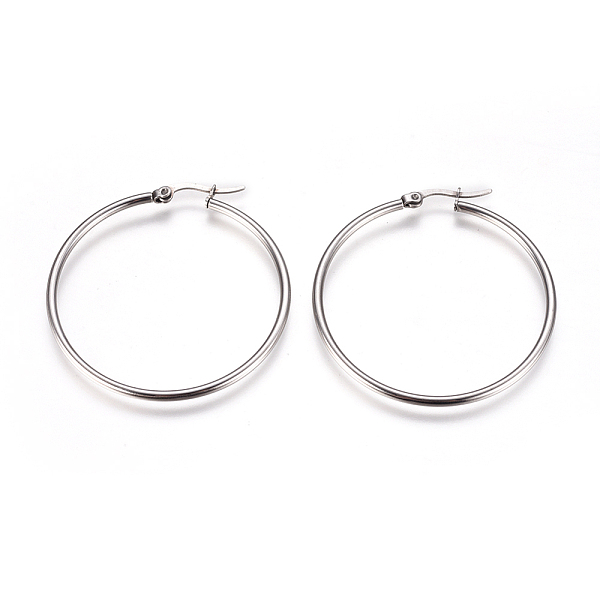 

PandaHall 201 Stainless Steel Big Hoop Earrings, with 304 Stainless Steel Pin, Hypoallergenic Earrings, Ring Shape, Stainless Steel Color...