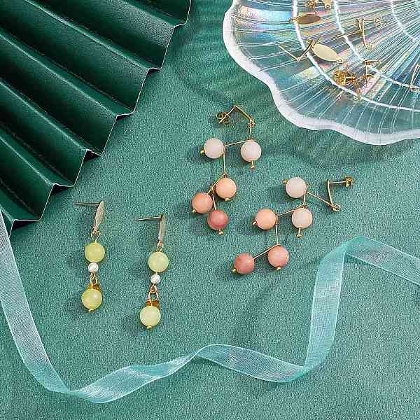 

PandaHall PH 32pcs Golden Ear Studs Earring Posts Oval Round Ball Stud Earring 0.8mm Pin Stainless Steel Earring Components with Ear Nut...
