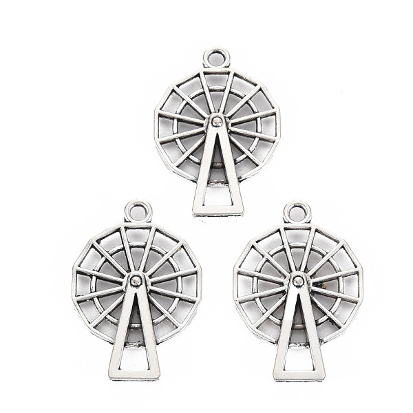 

PandaHall Tibetan Style Alloy Pendants, Cadmium Free & Lead Free, Windmill, Antique Silver, 27x18.5x3mm, Hole: 2mm, about 670pcs/1000g Alloy...