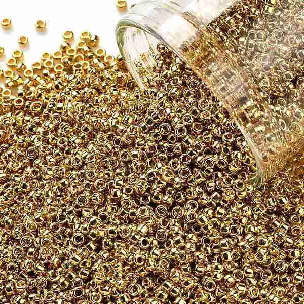 

PandaHall TOHO Round Seed Beads, Japanese Seed Beads, (712) Metallic 24K Gold Plated, 15/0, 1.5mm, Hole: 0.7mm, about 15000pcs/50g Glass..., Purple