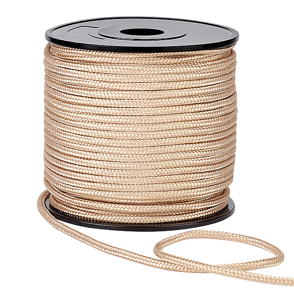 

PandaHall PH 54 Yards Cornsilk Nylon Rope Parachute Cord, 3mm Round Blinds String Braided Lift Shade Cord for Windows Repair Gardening..., Gold