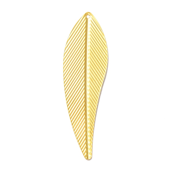 

PandaHall Iron Big Pendants, Etched Metal Embellishments, Leaf Charm, Golden, 69.5x19.5x0.5mm, Hole: 1.5mm Iron Leaf