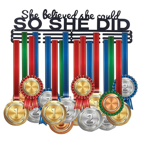 

PandaHall Iron Medal Holder Display Hanger Rack, SHE Believed SHE Could SO SHE DID Medal Holder Wall Mount, Black, 29~407x9~114x4~8x2~4mm...