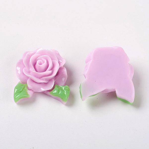 

PandaHall Resin Cabochon, Flower, with Leave, Thistle, 21x19x9mm Resin Flower Purple