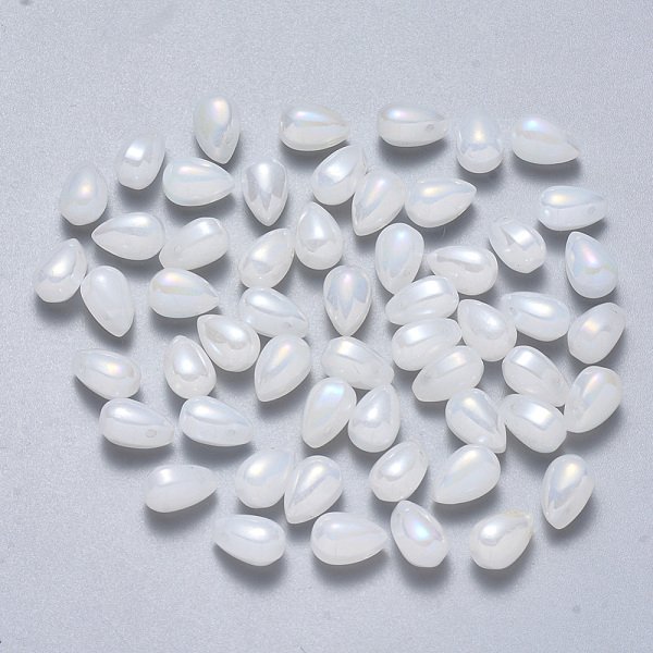 

PandaHall Transparent Spray Painted Glass Charms, AB Color Plated, Teardrop, Snow, 9x6x6mm, Hole: 1mm Glass Teardrop White