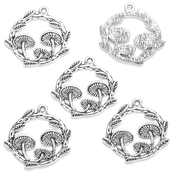 

PandaHall Alloy Pendants, Flat Round Mushroom, Antique Silver, 24x26mm, Hole: 2mm Alloy Mushroom