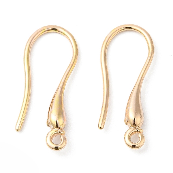 

PandaHall Brass Earring Hooks, Ear Wire, with Loops, Real 18K Gold Plated, 20.5x2.5mm, Hole: 1.2mm, 20 Gauge, Pin: 0.8mm Brass