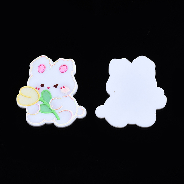 

PandaHall Printed Acrylic Cabochons, Rubberized Style, Rabbit, Creamy White, 40x35x2mm Acrylic Rabbit