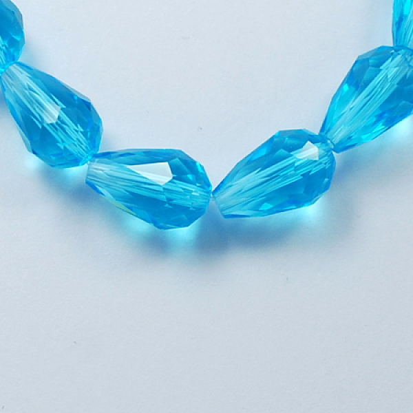 

PandaHall Glass Beads Strands, Faceted, teardrop, Deep Sky Blue, 15x10mm, Hole: 2mm, about 48pcs/strand, 27.56 inch(70cm) Glass Teardrop...