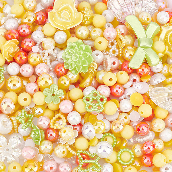 

PandaHall DIY Jewelry Making Kit, Including Resin Cabochons and Beads, Acrylic Beads, Flower & Butterfly & Ring & Round, Yellow...