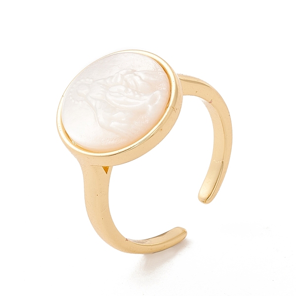 

PandaHall Shell Flat Round Open Cuff Ring, Brass Jewelry for Women, Cadmium Free & Lead Free, Long-Lasting Plated, Real 18K Gold Plated, US...