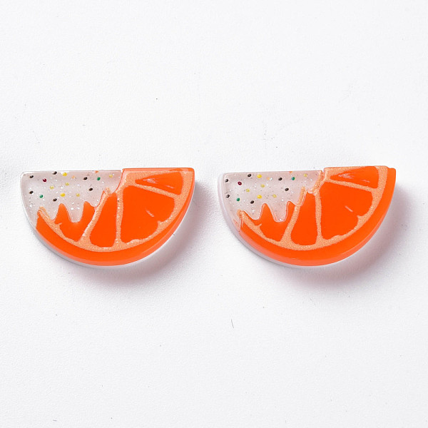 

PandaHall Cellulose Acetate(Resin) Cabochons, with Glitter Powder, Lemon, Coral, 12x22x4mm Cellulose Acetate Fruit Red