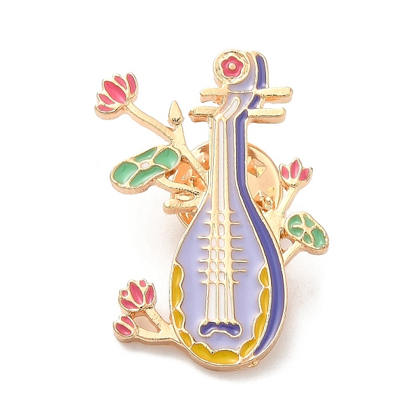 

PandaHall Pipa with Lotus Enamel Pins, Light Gold Alloy Badge for Backpack Clothes, Musical Instruments, 33x25x2mm Alloy+Enamel Musical..., Purple