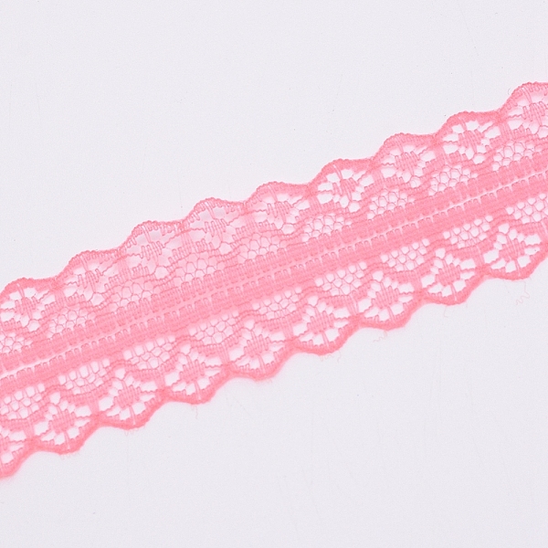 

PandaHall Nonelastic Lace Trim, Polyester Ribbon for Jewelry Making, Hot Pink, 1-1/8 inch(29mm), 10m/bag Polyester