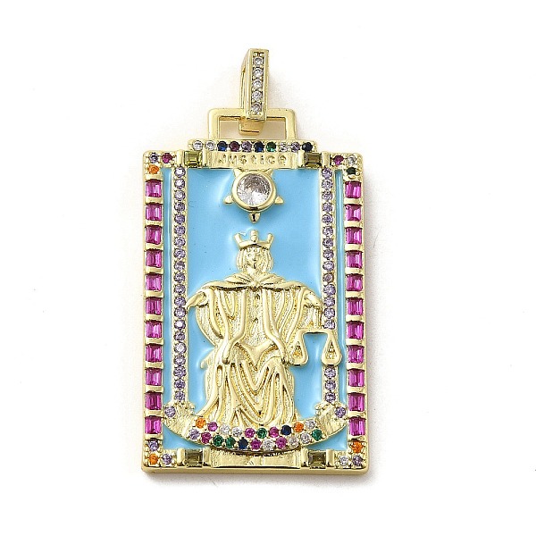 

PandaHall Brass Micro Pave Cubic Zirconia Pendants with Enamel, Tarot, Cornflower Blue, 39x22.5x3mm, Hole: 5x3mm Brass+Cubic Zirconia+Enamel...