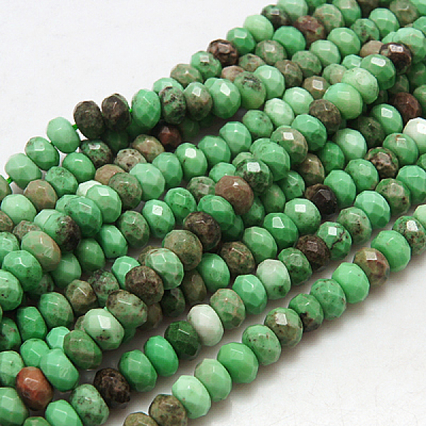 

PandaHall Natural Green Onyx Agate Beads Strands, Dyed, Faceted, Rondelle, 6x4mm, Hole: 1mm Natural Agate Rondelle