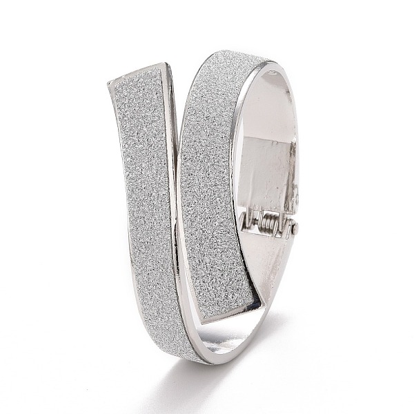 

PandaHall Bangles,Abrazine with Flash Alloy Front Opening Bangles, Widen, Platinum, Inner Diameter: 1-7/8x2-1/4 inch(4.7x5.8cm) Alloy