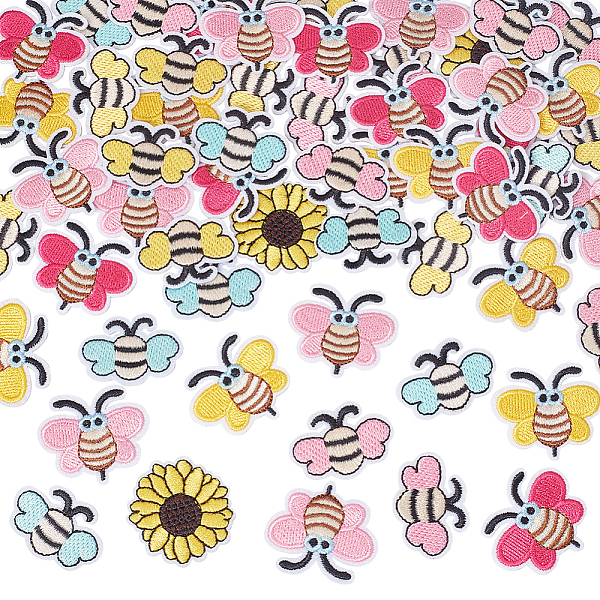 PandaHall ARRICRAFT 7 Style Bees & Sunflower Computerized Embroidery Cloth Iron on/Sew on Patches, Costume Accessories, Appliques, Mixed...