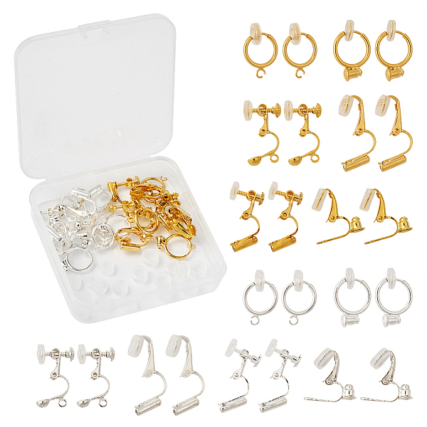 

PandaHall Brass Clip-on Earrings Findings, with Plastic Ear Clip Pad, For Non-pierced Ears, Mixed Color, 15.5x12x7.5mm, Hole: 0.6mm Brass