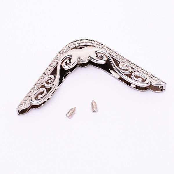 

PandaHall Zinc Alloy Bag Corner Protectors, with Iron Screws, For Bag Decoration, Cadmium Free & Lead Free, Platinum, 46.5x63.5x7.5mm, Hole...