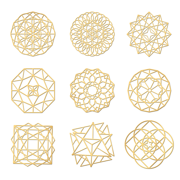 

PandaHall OLYCRAFT 9pcs 1.6x1.6 inch Golden Metal Stickers Flower of Life Stickers Self Adhesive Mystical Geometry Stickers Religious Theme...