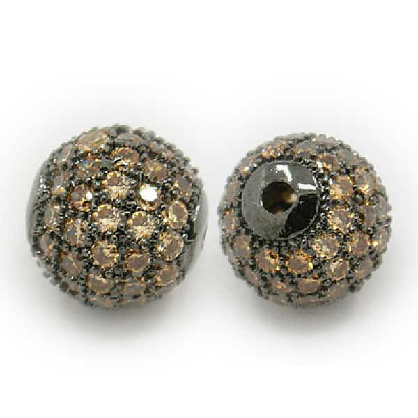 

PandaHall Brass Cubic Zirconia Beads, Round, Gunmetal, 8mm, Hole: 1.5mm Brass+Cubic Zirconia Round