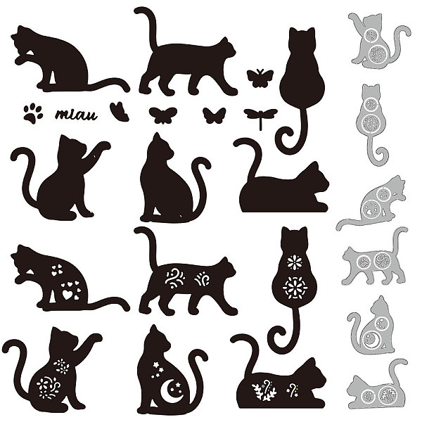 

PandaHall GLOBLELAND 1Set 13Pcs Flower Cat Cutting Dies for DIY Scrapbooking Metal Cat Kitty Die Cuts Embossing Stencils Template for Paper...