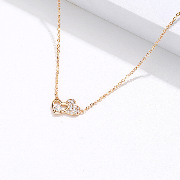 

PandaHall Brass Cubic Zirconia Heart Pendant Necklace for Women, Real 18K Gold Plated, 15.75 inch(40cm) Cubic Zirconia Heart Clear