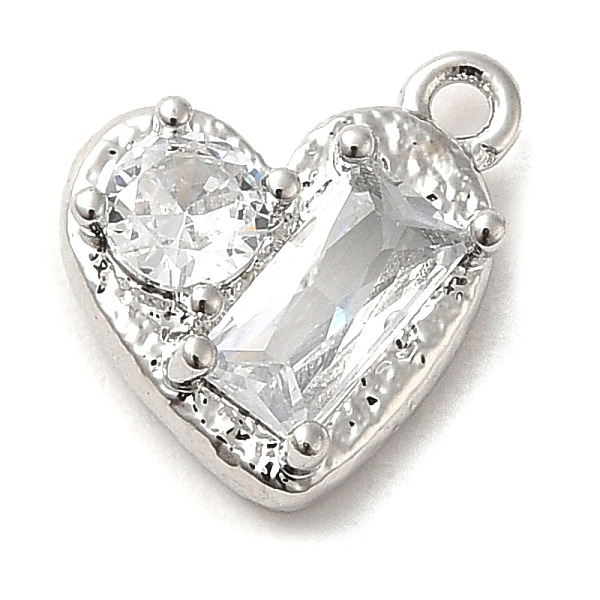 

PandaHall Brass Micro Pave Cubic Zirconia Pendants, Heart, Platinum, 10x10x3.5mm, Hole: 1.2mm Brass+Cubic Zirconia Heart Clear