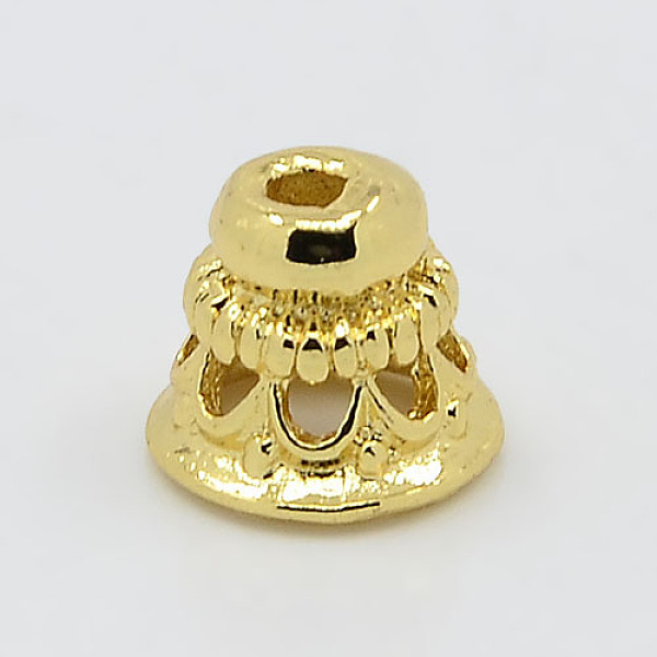 

PandaHall Real 18K Gold Plated Brass Bead Cones, 7x8mm, Hole: 2mm Brass