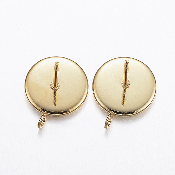

PandaHall 304 Stainless Steel Stud Earring Settings, with Loop, Flat Round, Golden, Tray: 10mm, 15x12x1.5mm, Hole: 2mm, Pin: 0.8mm 304...