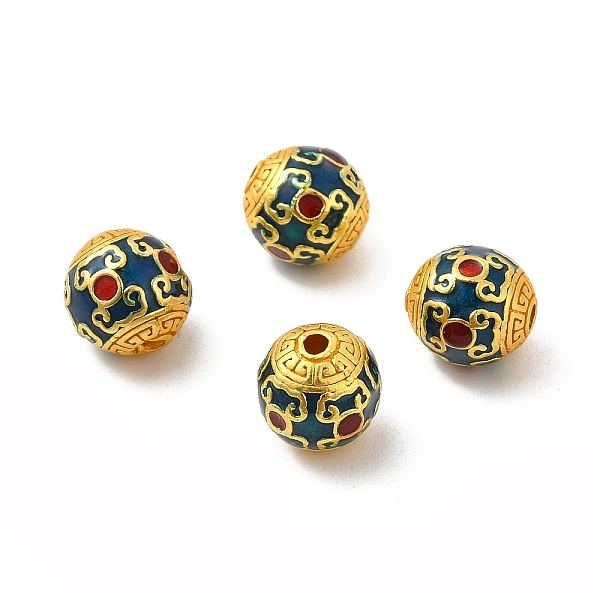 

PandaHall Alloy Beads, with Enamel, Round, Golden, Blue, 9mm, Hole: 1.8mm Alloy+Enamel Round Blue