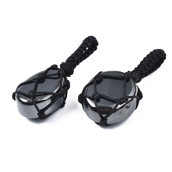 

PandaHall Natural Magnetic Hematite Pendants, with Woven TaiWan Nylon Thread, Nuggets, 40~60x20~27x12~24mm, Hole: 10~16mm Magnetic Hematite...